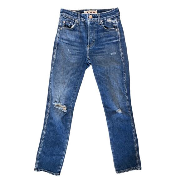 AMO babe thrifted with destroy distressed jeans cropped casual ankle - Picture 2 of 8